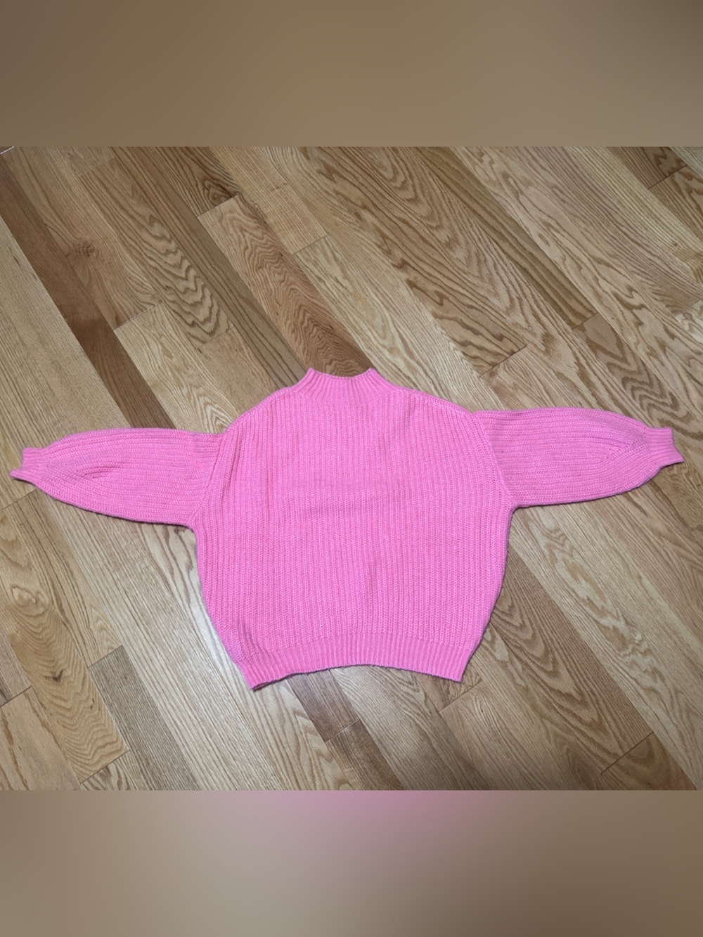MANGO Chunky Ribbed Knit Oversized Sweater Bubblegum Pink Mock Neck XS